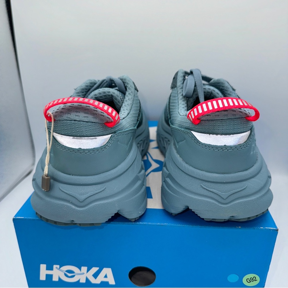 NWT Hoka Bondi L Leather GTX GoreTex U Unisex Stone Goblin Blue Cushioned Shoes - Picture 10 of 16
